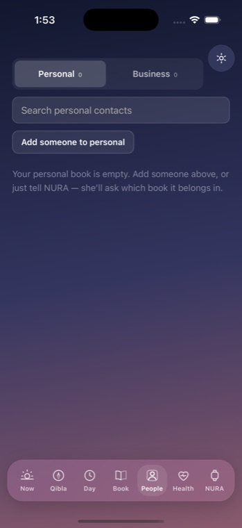 People — a Personal book and a Business book, kept deliberately apart